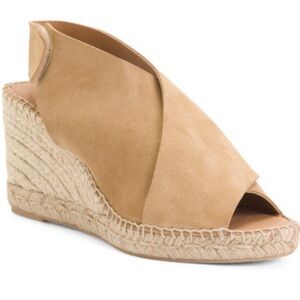 MAYPOL tan suede Velcro-back 4” rope sole wedge espadrilles from Spain, size 10